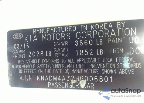 2017 Kia Rio Lx from USA, damaged, VIN KNADM4A32H6006801